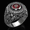New Men's Silver Ring with Ruby and Diamond Accents