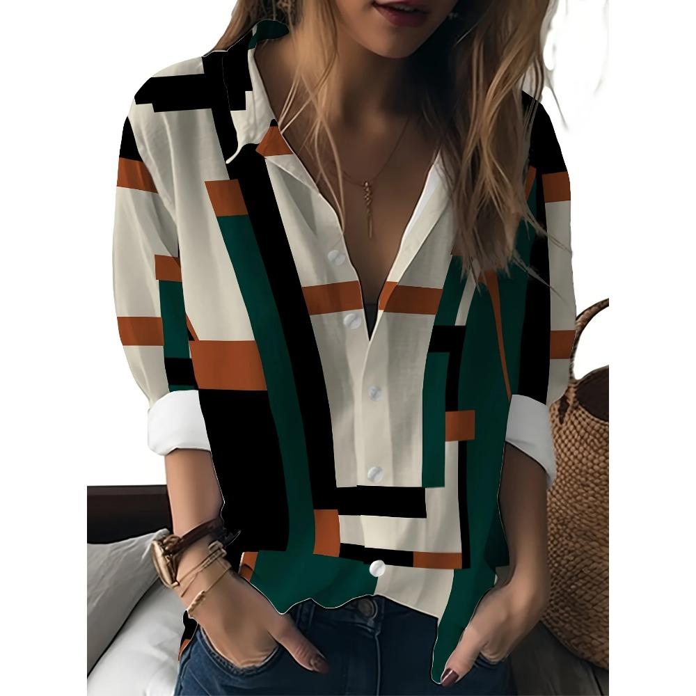 Women's Stitching Polka Dot Print Long Sleeve Shirt Spring and Autumn Fashion Casual Daily Wear Lapel Blouses Ladies Offce