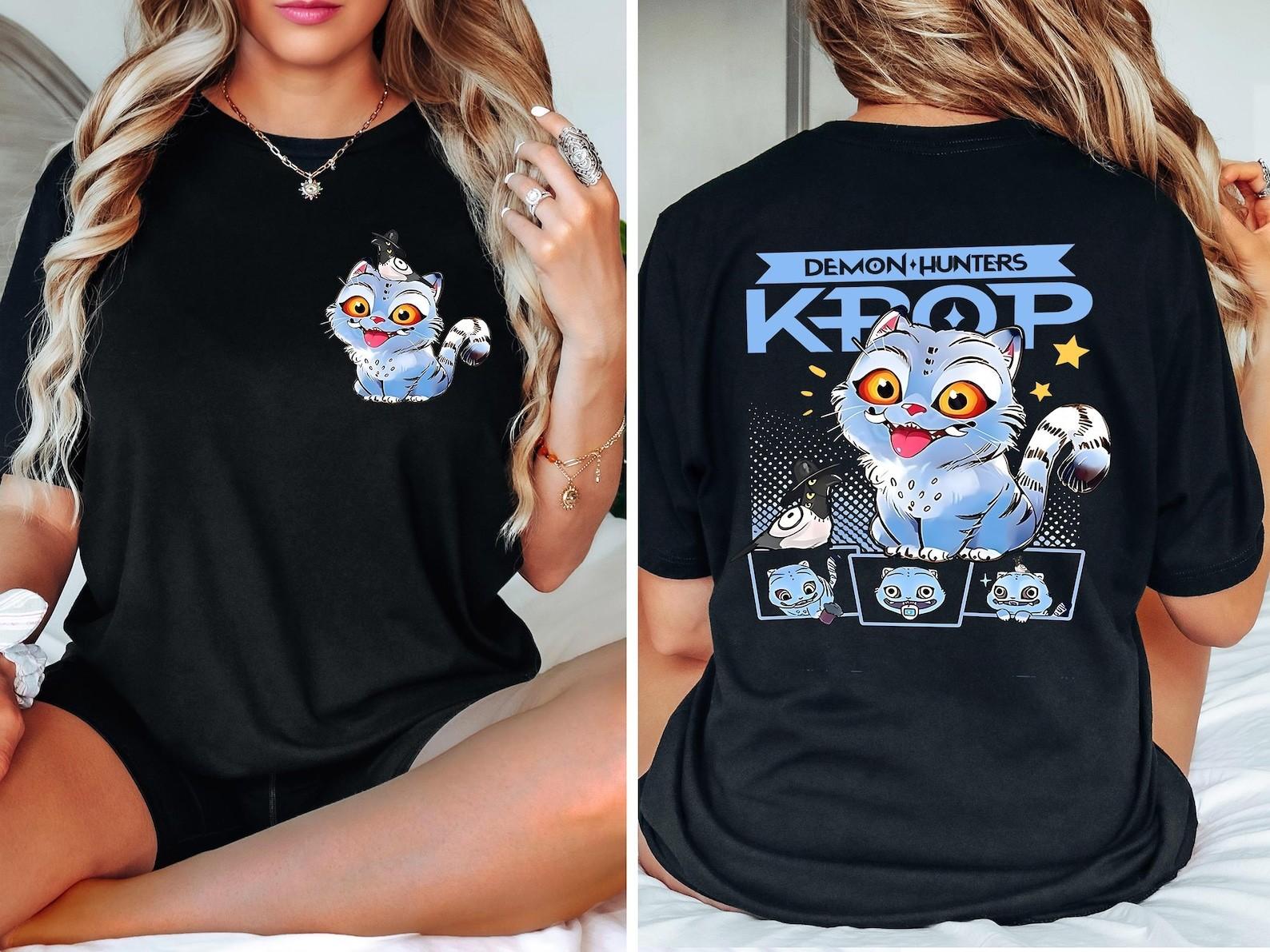 K-pop Demon Hunters Cat Merch T-shirt S