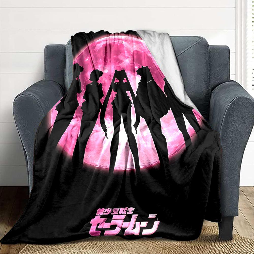 1pc Sailor Moon Soft Comfortable Blanket Digital Print, All Season Multipurpose Knit Fabric Bedding, Office, Sofa Home Decor Blanket