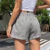 Damen Baumwollshorts Gestreift Elastischer Bund Pyjamahose Lounge Schlafshorts mit Taschen Sommerkleidung