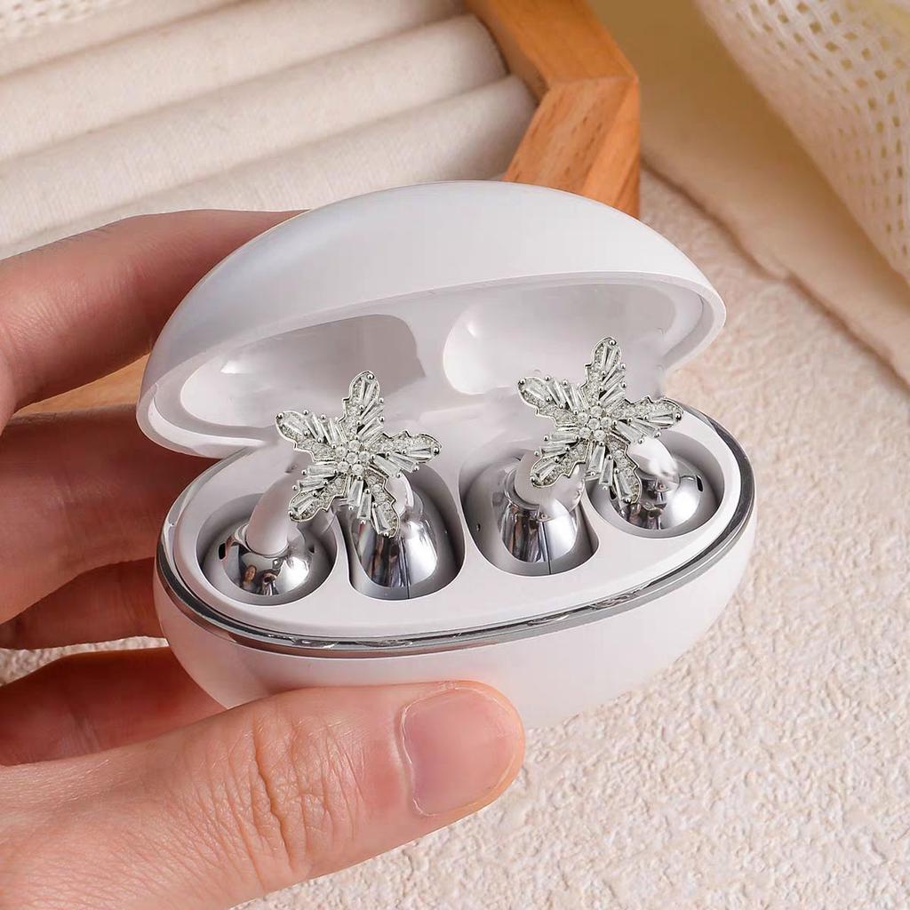 Suitable for freeclip delicate zircon snowflake earphone clip premium earrings