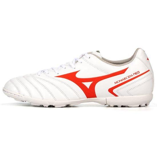 Mizuno Monarcida Skóra Syntetyczna Trwałe Buty Piłkarskie Męskie Buty Piłkarskie Biało-Czerwone P1GD222562