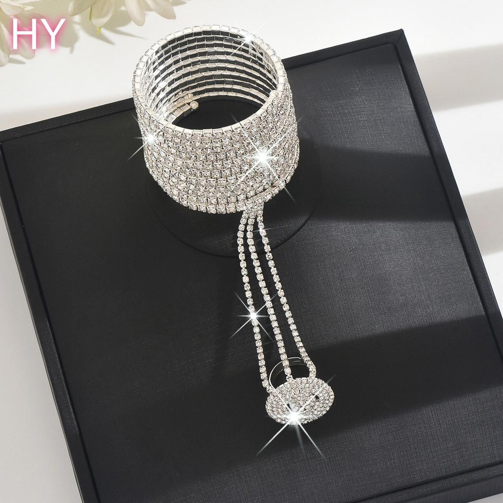 HY Women's Gold Plated Multi-Layer Rhinestone Finger for Bracelet Shiny Diamond Accent for Latin Dance Ballroom Belly Dance