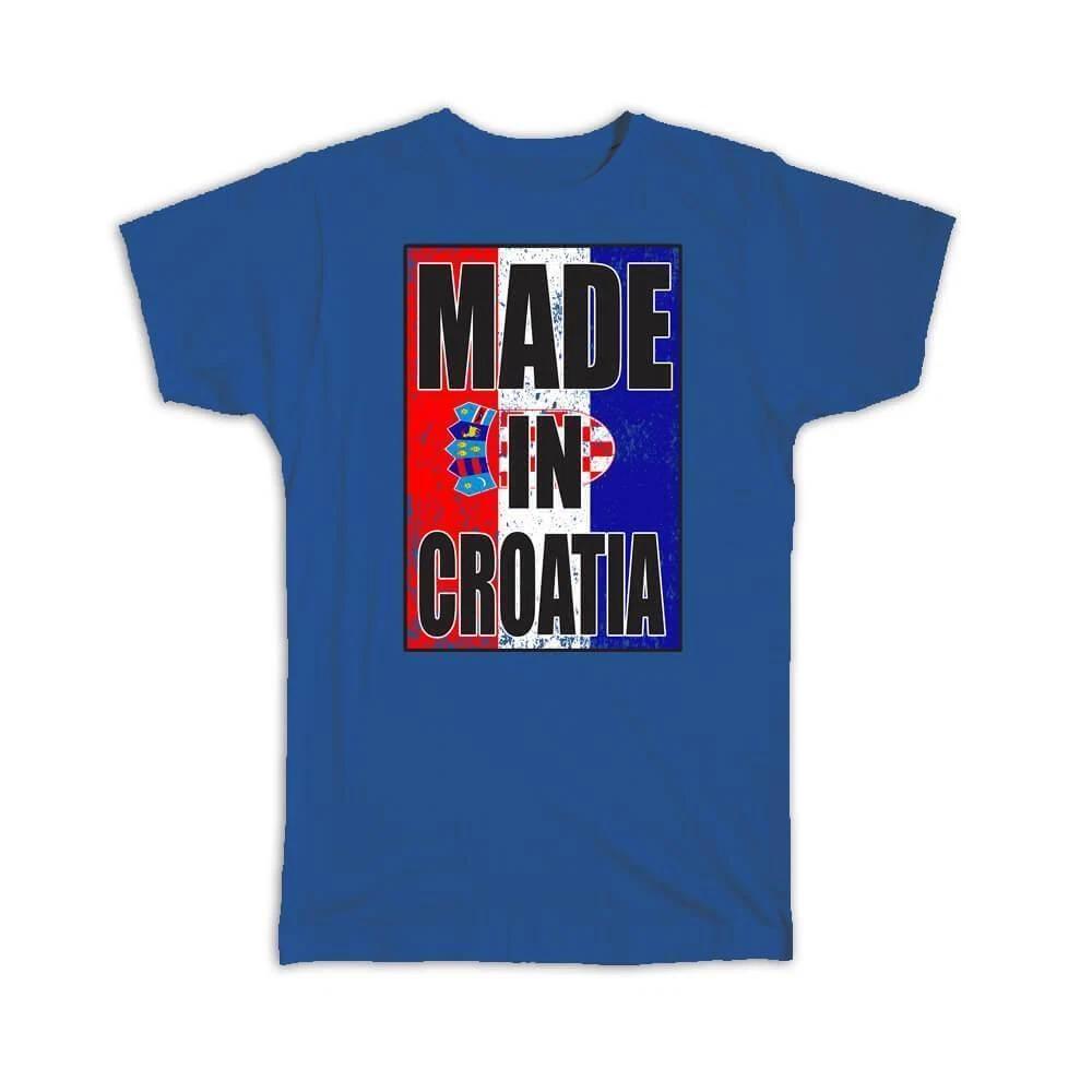 Gift T-Shirt : Made In Croatia Flag Retro Artistic Croatian Expat Country 4XL