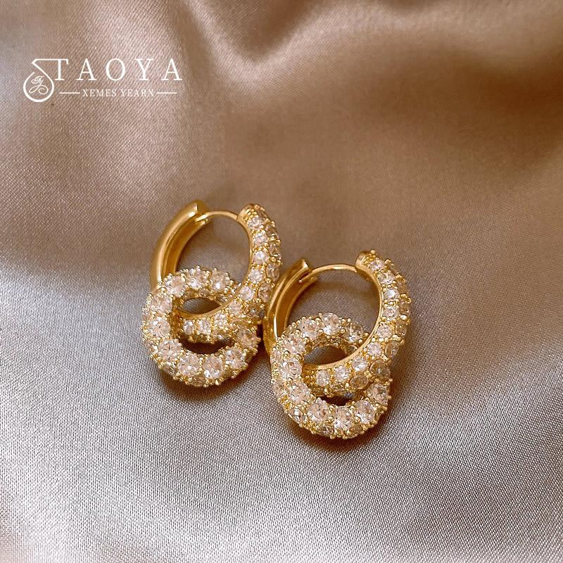 

Luxurious Micro Inlaid Zircon Ring Interlocking Pendant Earrings For Exquisite Jewelry Parties Women and Girls 2026 Accessories