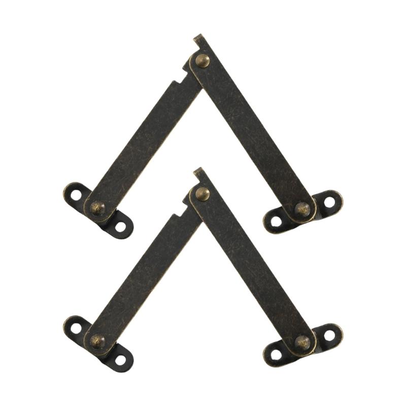2Pcs Metal Lid Support Hinges Lift Up Stay Hinge Folding Support Hinges for Wood Box Jewelry Case Cabinet Easy To Use