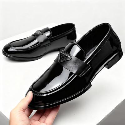 Mocassins Masculinos Brilhantes em Couro Patente 2025: Sapatos British Business Casual de Calçar