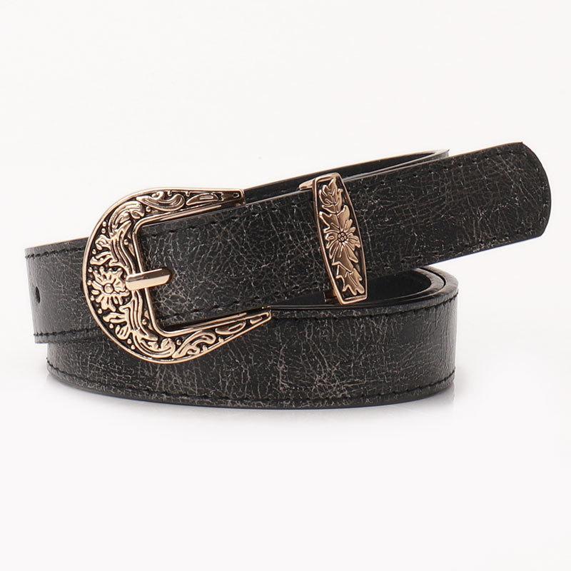 New Korean Version of Retro Carved Buckle Women's Belt Fashionable Versatile Jeans High-end Belt for Women