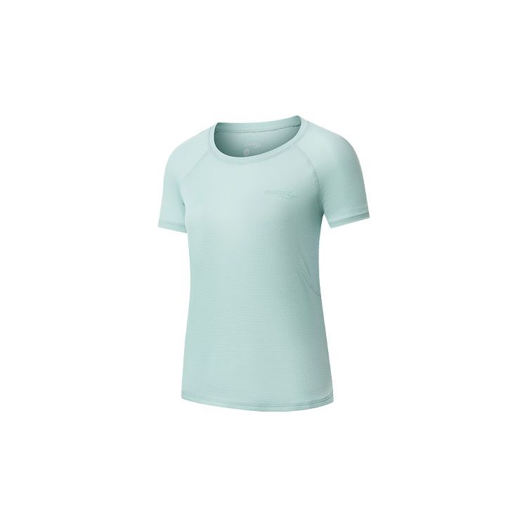 SAUCONY Solid Color Sports Crew Neck Short Sleeve T-Shirt Women Tops Fruit-Tea-Green SC1239100-1