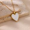 White Acrylic Heart Pendant Stainless Steel Necklaces For Women Gold Color Aesthetic Heart Pendant Necklace  Trendy Jewelry