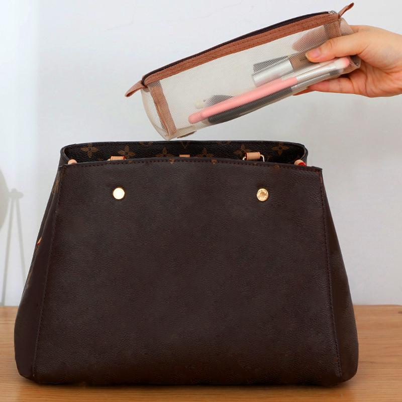 Foldable Detachable Makeup Pouches 4 In1 Portable Travel Cosmetic Bag Transparent Mesh Toiletry Kits Makeup Brush Storage