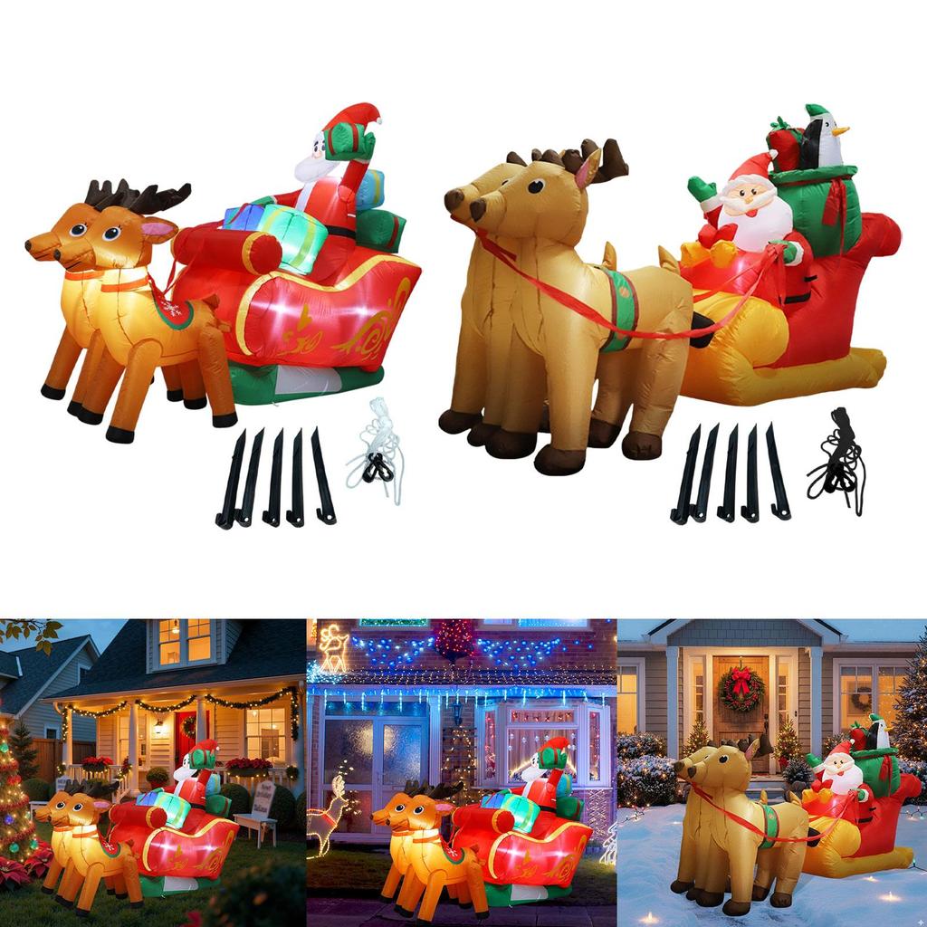 Christmas Inflatable Santa Outdoor Decoration Inflatable Toy Adorable Ornament Built In LED Xmas Yard Decor for Holiday Gift