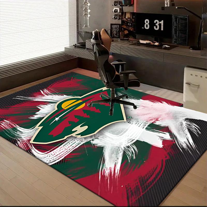 Minnesota Hockey Team Floor Mat for Living Room, Game Rooms, Office, Bedroom, Office Floor Mat Playful Design, Christmas Fan Gifts