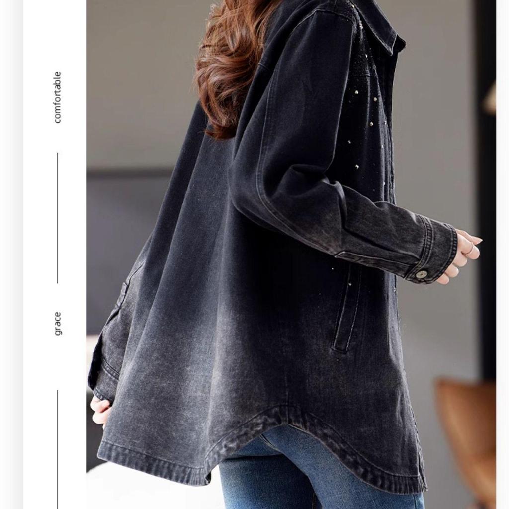 2026 Plus Size Slimming Denim Jacket for Women: Casual Mom Style for Spring & Autumn