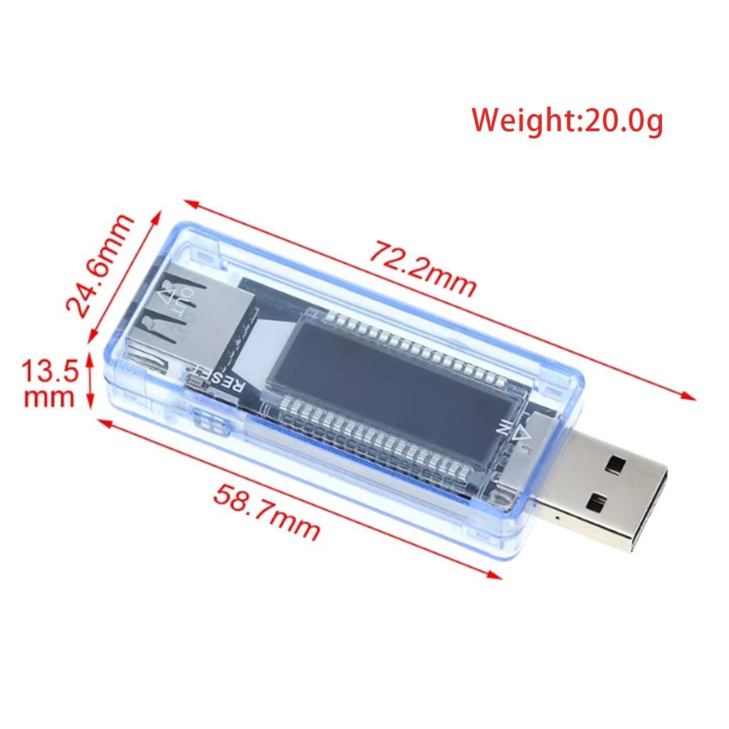 USB Tester Current Voltage Capacity Meter 4-20V 0-3A Timer KWS-V20 Blue USB Meter Portable PnP for Battery Charger Power Bank