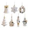 Christmas Ornaments White Plastic Tree/Snowman/Bell/Snowflake/Nutcracker Christmas Tree Ornament for Xmas Home Decor