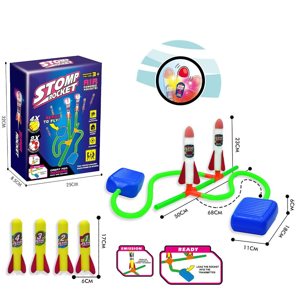3 Continuous Foot Step Light Rocket Launcher Toy Outdoor Leisure Sports Toy 3-6 Years Old