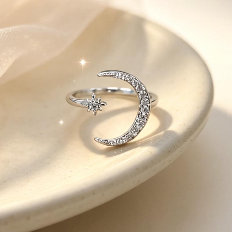 Xiaomi BF CLUB 925 Sterling Rings for Women Simple Geometric Handmade Irregular Retro Moon Zircon Round Ring Allergy For Birthday Gift
