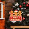 Christmas Photo Background Prop Gingerbread Man Wooden Hanging Sign for Front Door, Merry Holiday Party Ornament Plaque with Lanyard, Wall Decoration