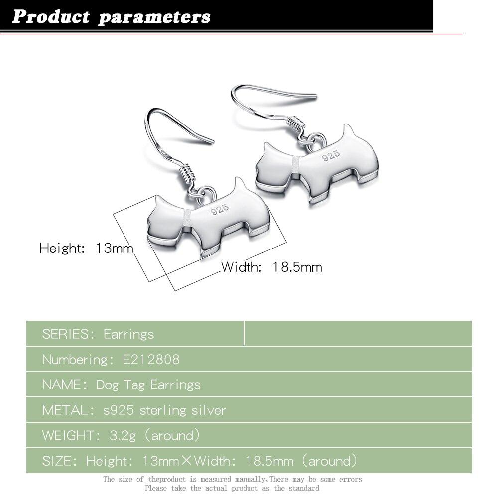 Fashion Silver Earrings Women's 925 Sterling Silver Earrings Cute Animal Dog Pendant Solid Silver Jewelry Birthday Gift