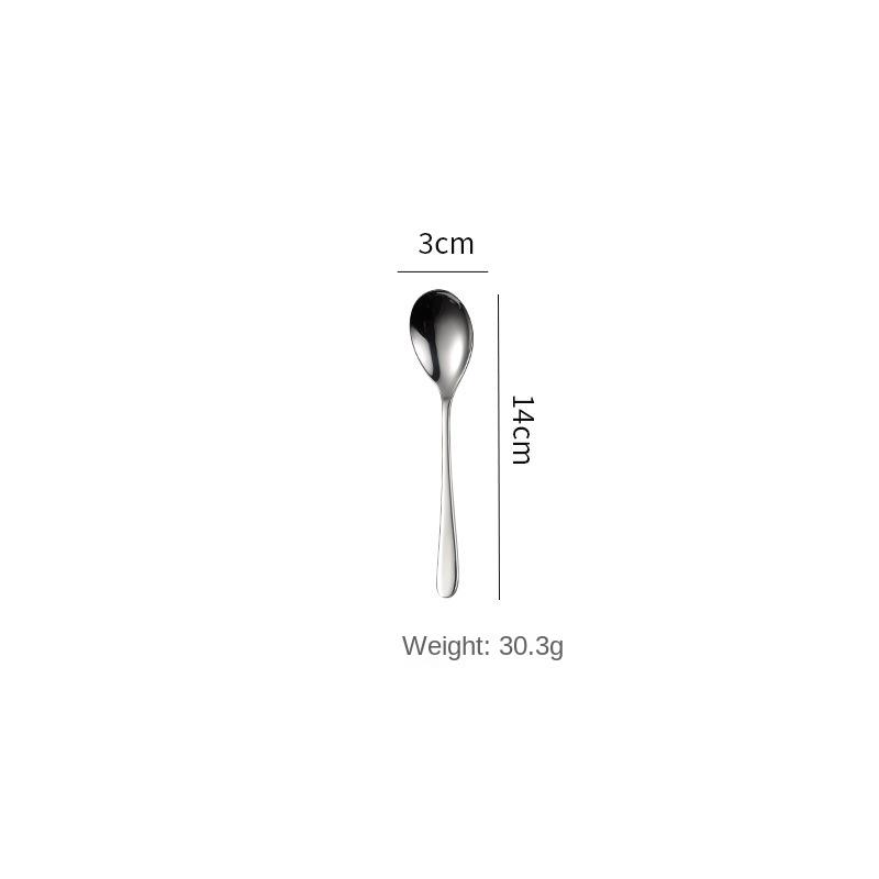 HANYANG Besteck aus 304 Edelstahl, Tafelgabel, Obstgabel, runder Löffel, Eisportionierer, Kante, rund, glatt, dick, Geschenke