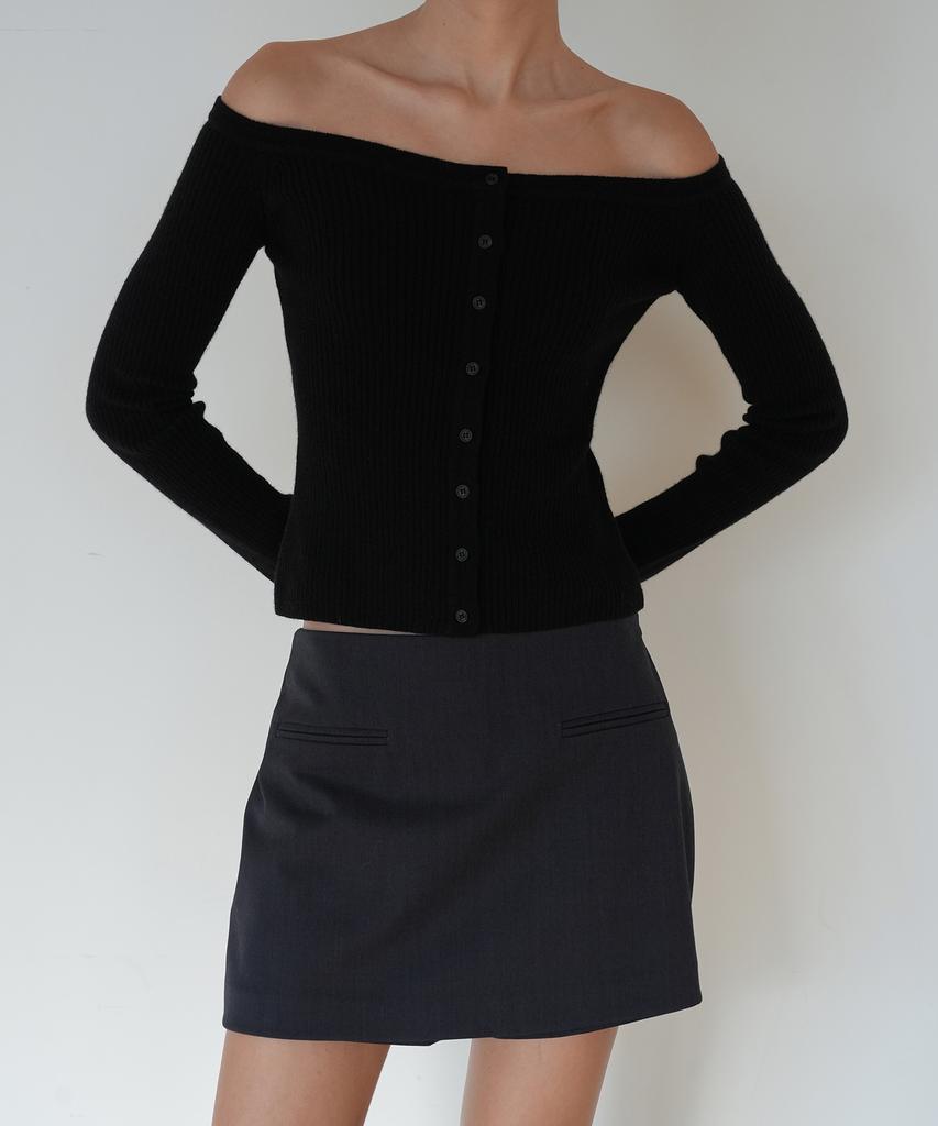 Jaejeudeu Low-Rise Skirt Pants