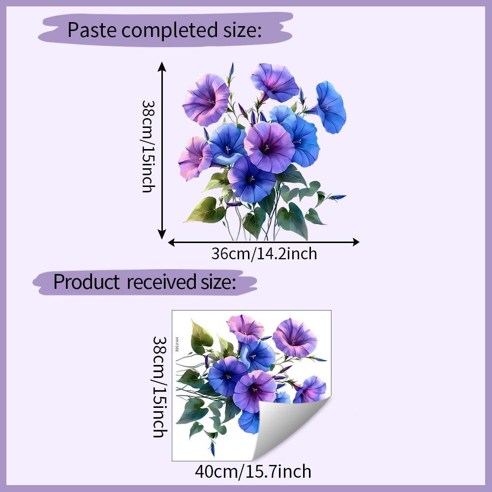 

Self Adhesive Purple Morning Glory Flower Static Cling Decals Stickers Removable Reusable 38x40CM синий