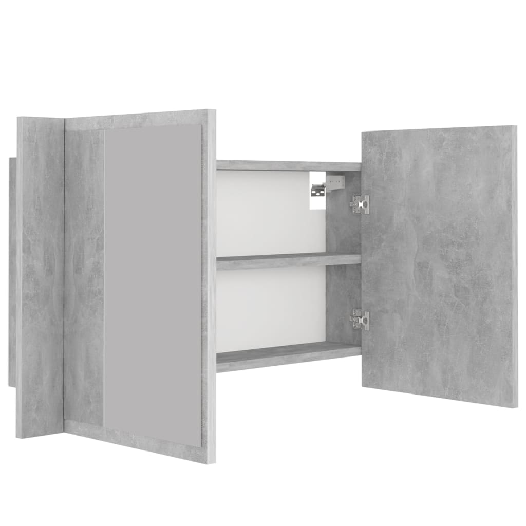 LED Bathroom Mirror Cabinet Concrete Grey 80 X 12 X 45 Cm Acrylic