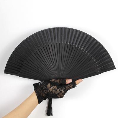 Ventaglio da ballo in bambù portatile cinese vintage leggero con nappe, ventilatore di raffreddamento con squisita piegatura per festival musicali, matrimonio, chiesa