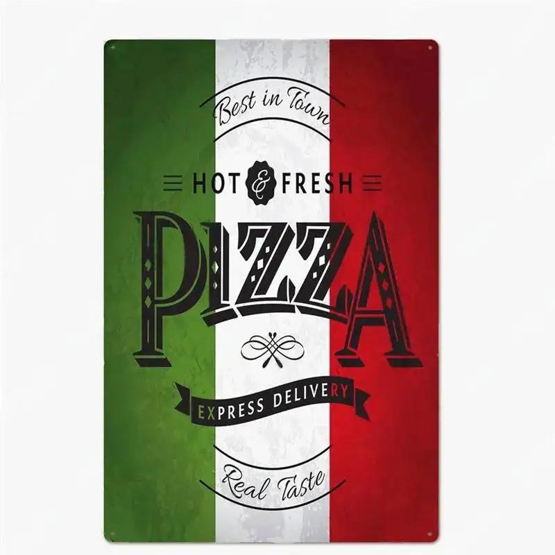 Great Food Vintage Metal Signs Pizza Zone Plaque Pub Bar Home Decoration Best Homemade Posters Italian Pizza Wall Art Plate