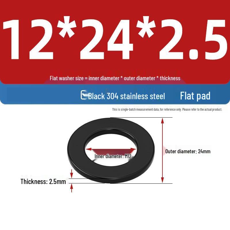 Ultra-Thin Black Zinc-Plated Stainless Steel Flat Washer (M2-M20)