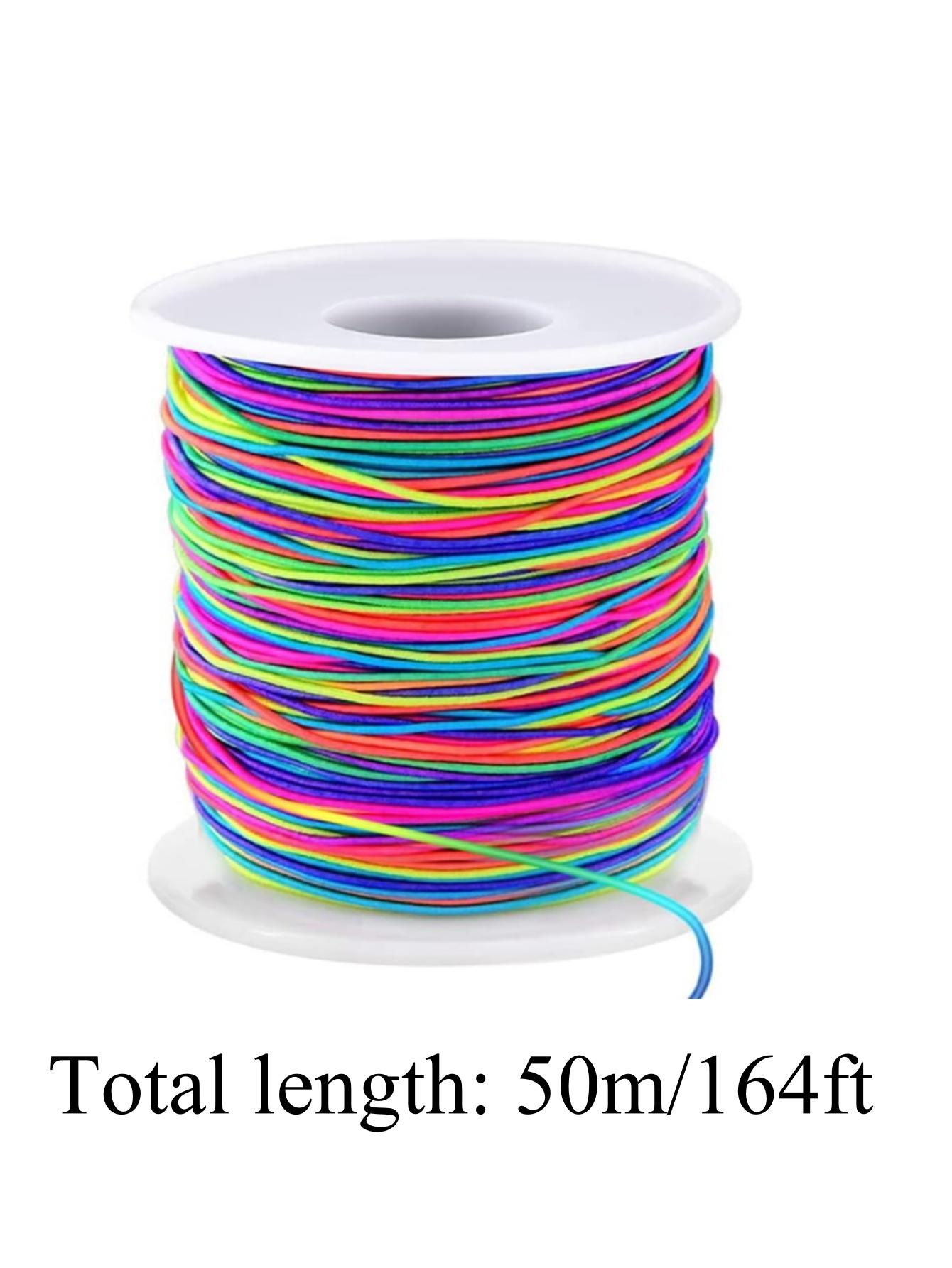

50Meters/Roll 1mm Sturdy String Rainbow , Black and White Cord for Jewelry Making, Beading Necklaces and Crafts 50m-1Roll