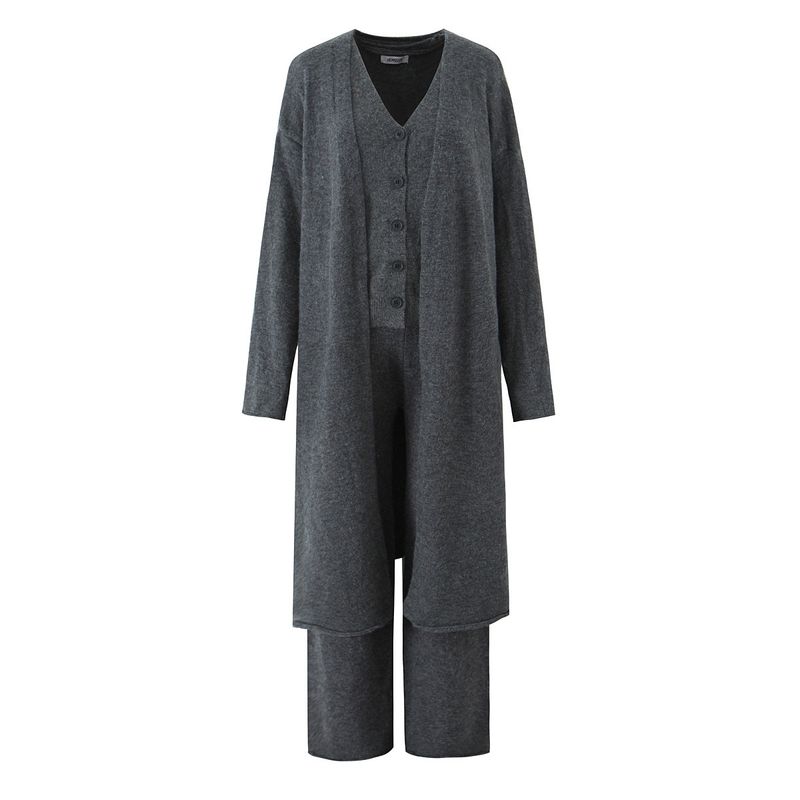 Za Autumn and Winter New Arrivals Women's Clothing Zr European and American Style Fashionable Versatile Vest Pants Cardigan Three-Piece Sweater Set