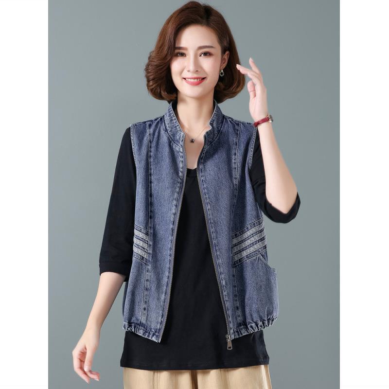 Women's Denim Vest Short Versatile Spring and Autumn New Loose Plus Size Vest Sleeveless Jacket