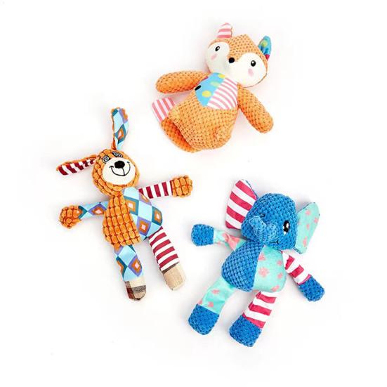 Plüsch Quietschie Hundespielzeug Weiches Stofftier Hund Kauspielzeug Niedliches Plüsch Fuchs Elefant Spielzeug Hält Hunde beschäftigt für aggressive Kauer Kleine Mittlere Hunde