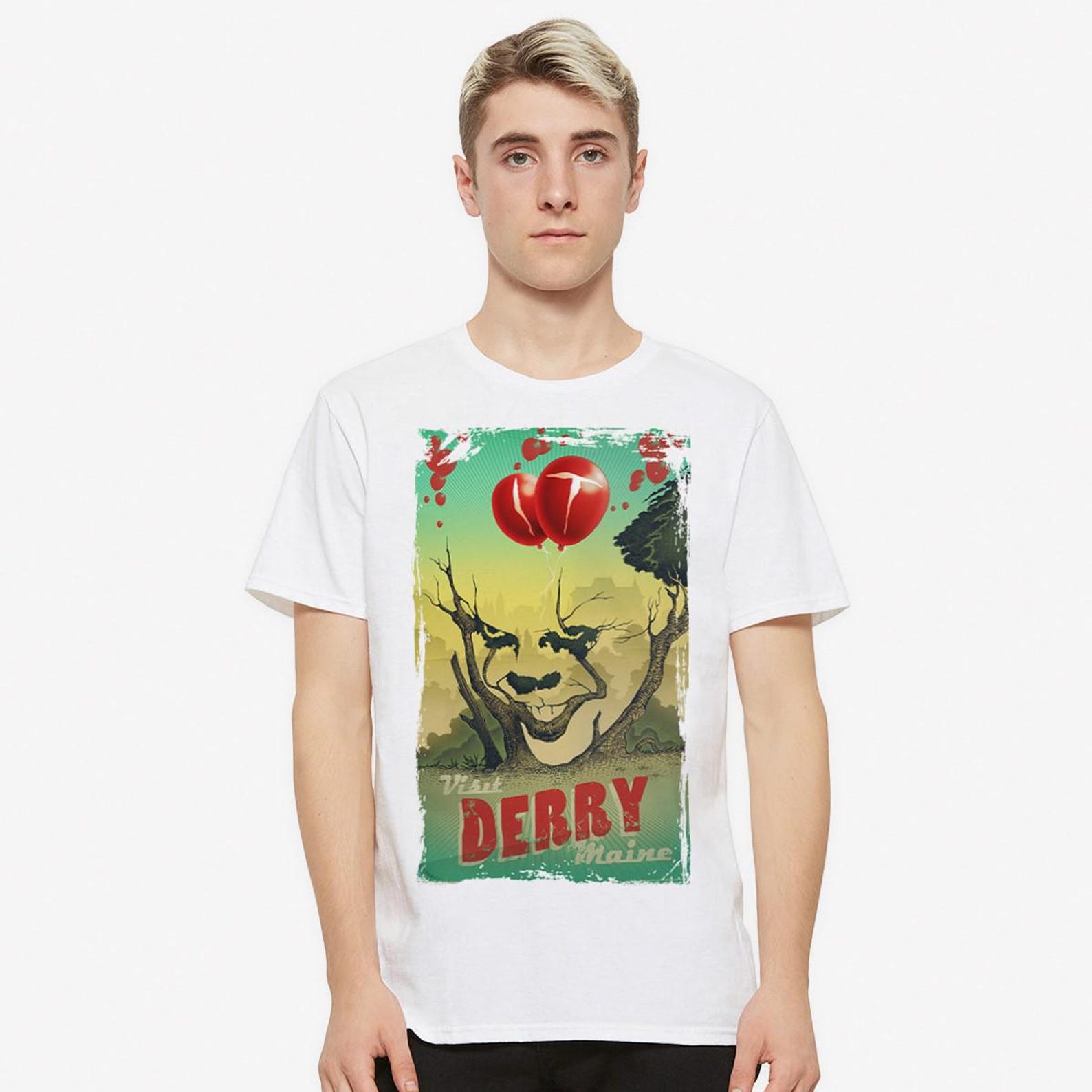 Pennywise IT Visit Derry Maine T-Shirt, Men s and Women s Sizes (PEN-97821) M