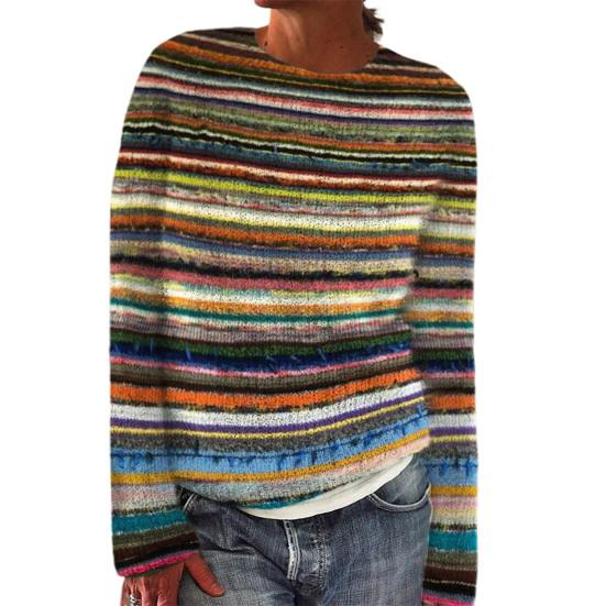 

Женский свитер с круглым вырезом, длинным рукавом, графическим принтом, пуловер, свитер свободного кроя, толстый теплый трикотаж, повседневная одежда S