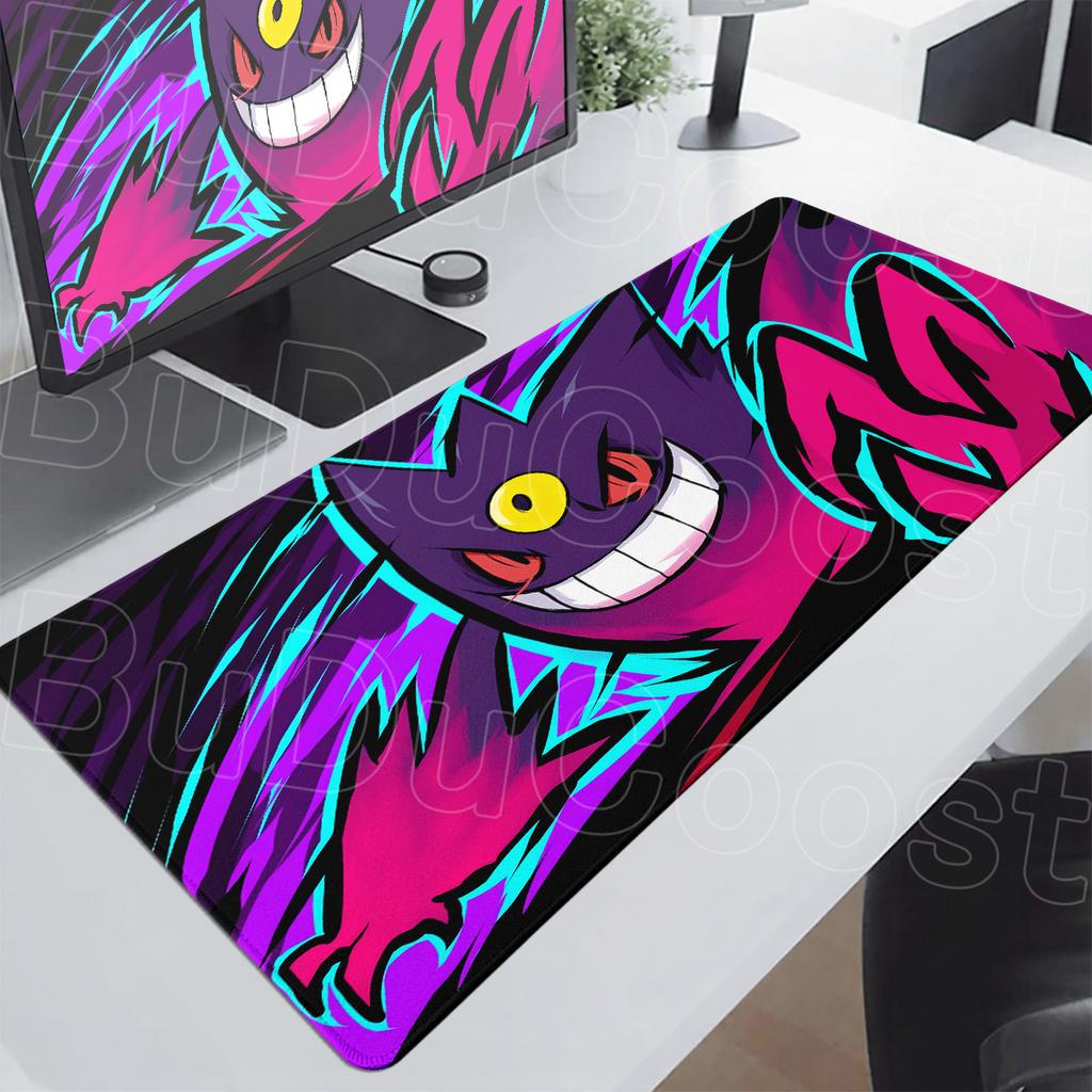 Large Computer Desk Pad 90x40cm Cute Anime Mouse Mat Gengar Gamer Keyboard with Stitch Edge Pokemon Pc Office Gaming Accessories