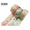 Decorative Masking Tape 3 Rolls Golden Foil Washi Tape, Retro Plaid Leaf Pattern Set Adhesive for DIY Crafts, Journal, Planner, Scrapbooking Supplies
