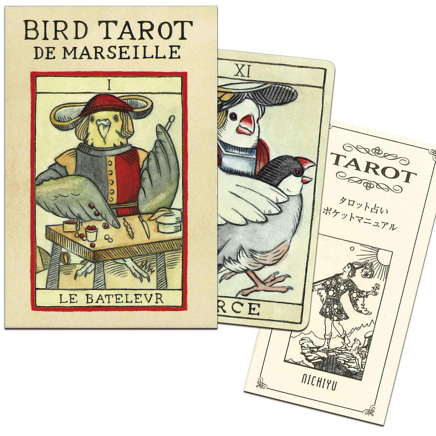 Nichiyu Original Tarot Cards, 78-Card Marseille Style, Fortune Telling [Authentic Product] [Bird Marseille Tarot by NORISAN]  Cute birds drawn by crea