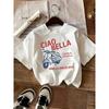 European Sizes Children Children Kids Vintage Italian Pattern Print T-Shirt - Short Sleeve Round Neck Casual Top, Letter Design