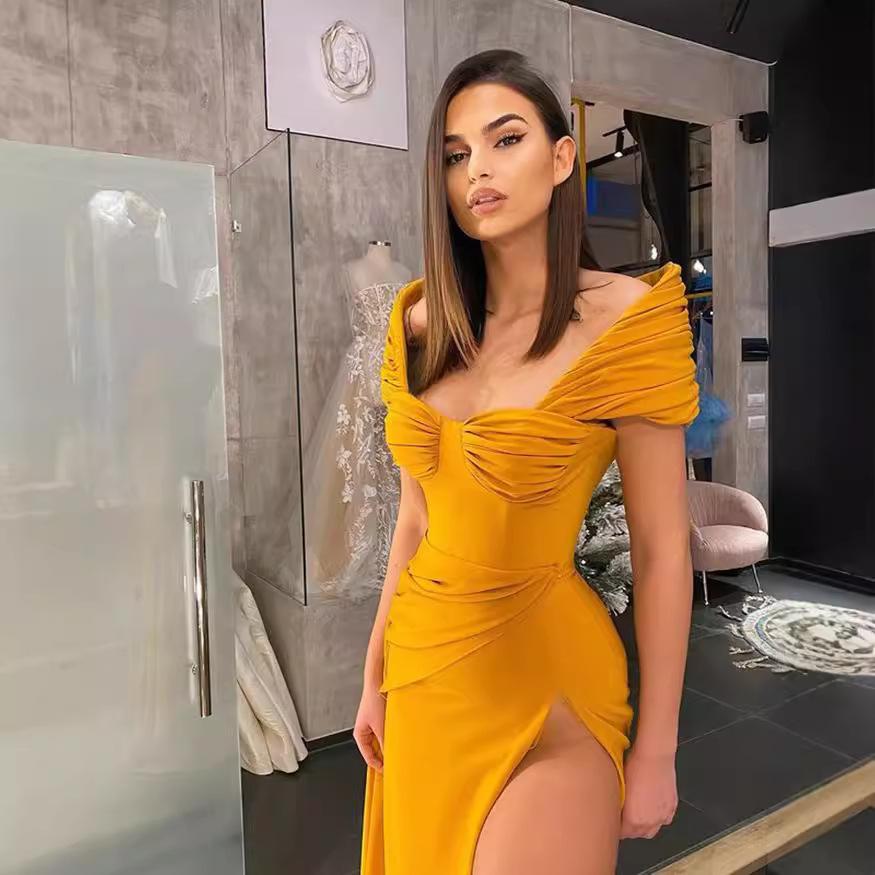 New Women's Clothing New Shoulder Sleeve Slim Dress Hip Wrap Dress