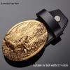 Tiger Head Alloy Western Cowboy Leather Belt with Smooth Buckle