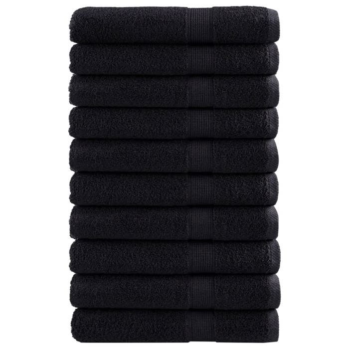VidaXL Serviettes de Qualité Supérieure 10 pcs, Serviettes de Douche, Draps de Bain, Serviettes d'Invité de Toilette, Noir 137439