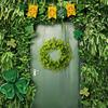 Green Wreath Artificial Four Leaf Clovers Garlands Green Hanging Tinsel Garlands Ornament for Patricks Day Decoration