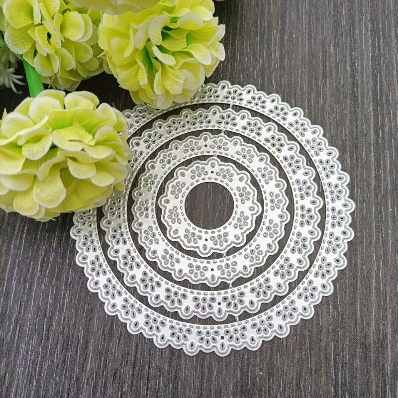 Dreamcat Craft 4pcs Circle Border Metal Stencil Mold Cutting Dies Decoration Scrapbook Die Cuts Album Paper Embossing DIY Card