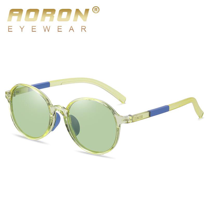 

Брендовый дизайн AORON TR90, поляризационные солнцезащитные очки в круглой оправе, модные классические уличные детские очки зелёный