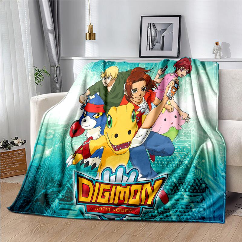 

Di-gimon Cartoon Anime Throws Blanket Kids Super Soft Cute Blankt for Travel Couch Sofa Picnic Bed Flannel Blanket Birthday Gift 75x90cm