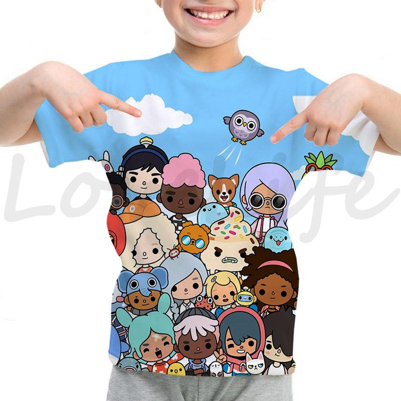 Toca Life World T Shirt Girls Boys Summer Casual Short Sleeve Tshirt Kids Cartoon Toca Boca T-shirt Camisetas Children Clothes
